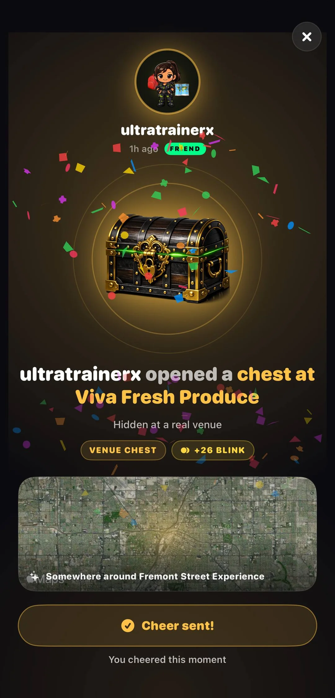 A friend cracks a chest, the whole map cheers